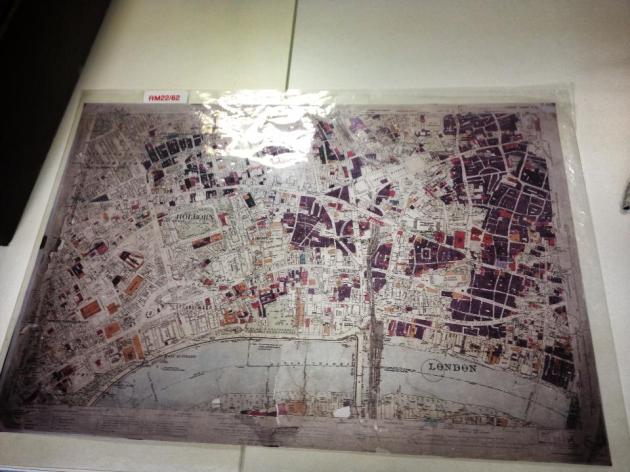 Map of parts of London that were hit during the Blitz in World War II (Copyright owned by London Metropolitan Archives)